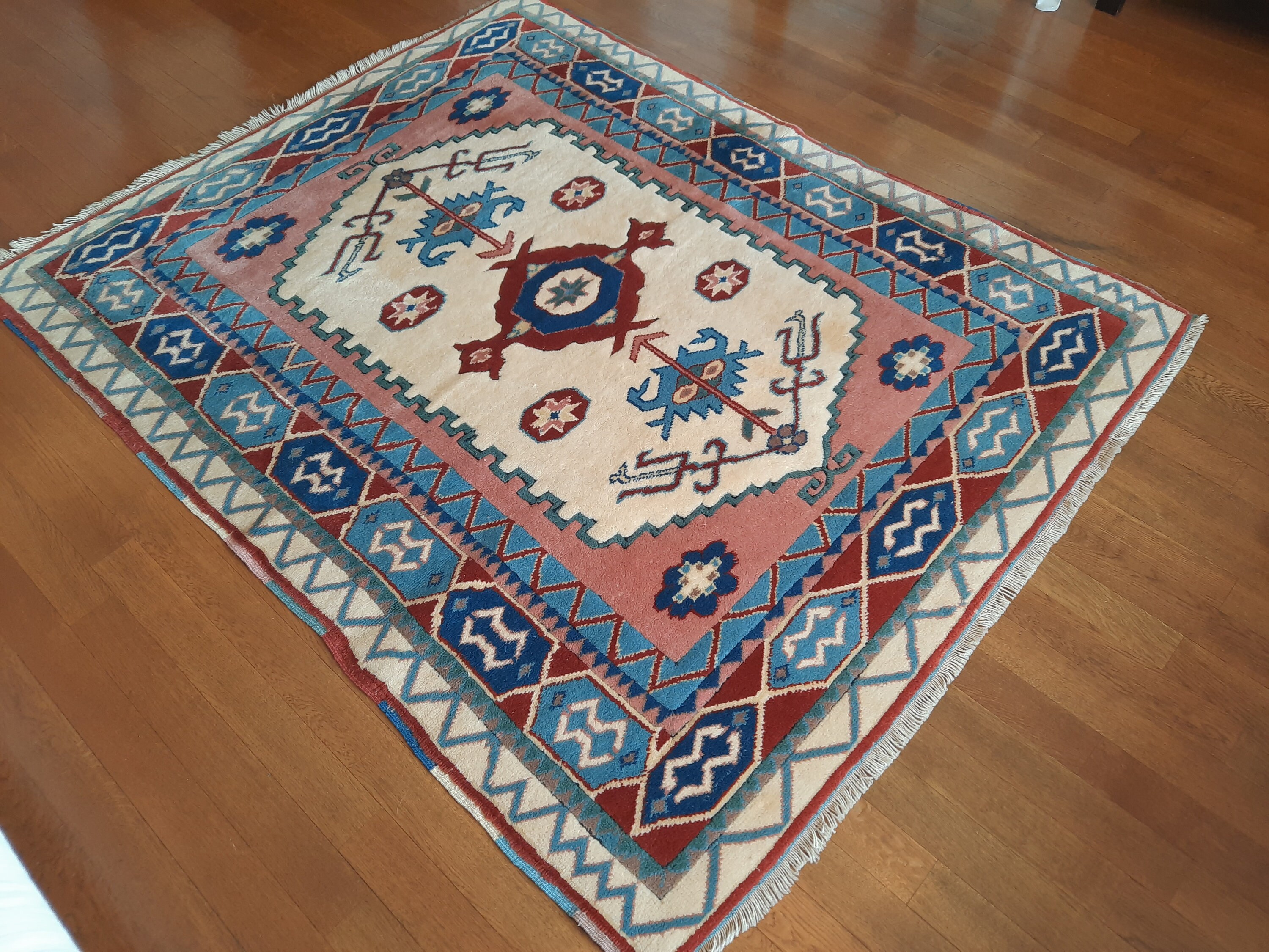 Handmade rug hypebeast rug wool rug geometric rug 70s rug blue Etsy