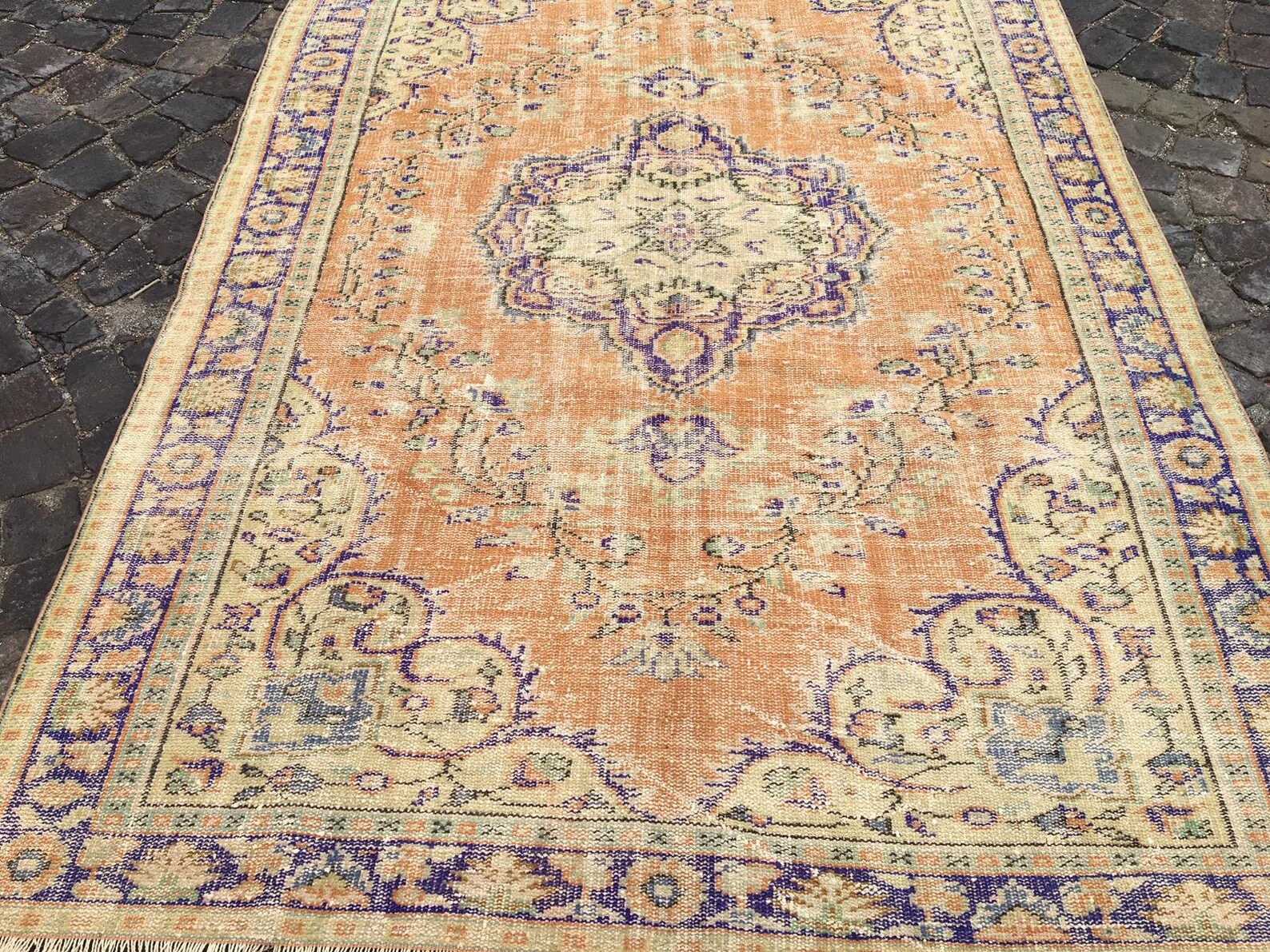 Vintage Area Rug 6x8 Rug Orange Rug Oriental Rug Unique Rug Etsy