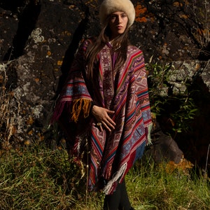 Ceremonial Poncho/ Peruvian Alpaca Poncho / Andean Poncho / Fair trade and handwoven by indigenous communities