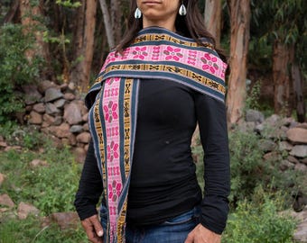 Bufanda de alpaca peruana: Cóndor sagrado y unión / Bufanda para la conexión espiritual / Geometría sagrada