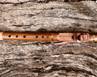 Ceremonial native flute, hand carved in Jacaranda wood in Peru