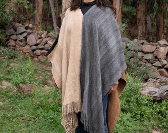 Luxuriöser Baby Alpaka Poncho aus Peru: Vier Farben, vier Himmelsrichtungen