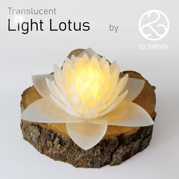 Lotus léger glacé translucide ; une lampe délicate en harmonie avec la nature | Lumière naturelle fleurie pour événements spéciaux | détente & déco pour votre maison