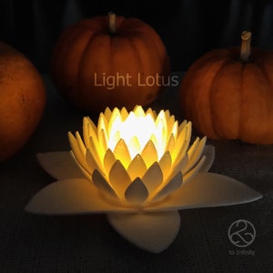 Ivory White Light Lotus | PLA 3D printed LED Light | natural nitchlight | relax & decoration for cozy room, special events, weddings, parties