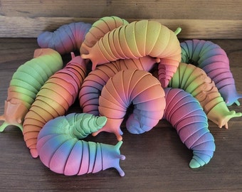 3D Printed Articulated Slug, desk toy , fidget toy, gift, 3d print, back to school gift , Tiktok , Slinky Slug, Flexi , Flexi Pet, Snail ,3d