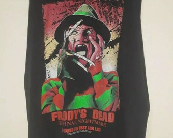 1991 Vintage Freddys Dead Kreuger A Nightmare on Elm Street Jason Horror Movie Tshirt Tee Shirt Tank Halloween Size Medium