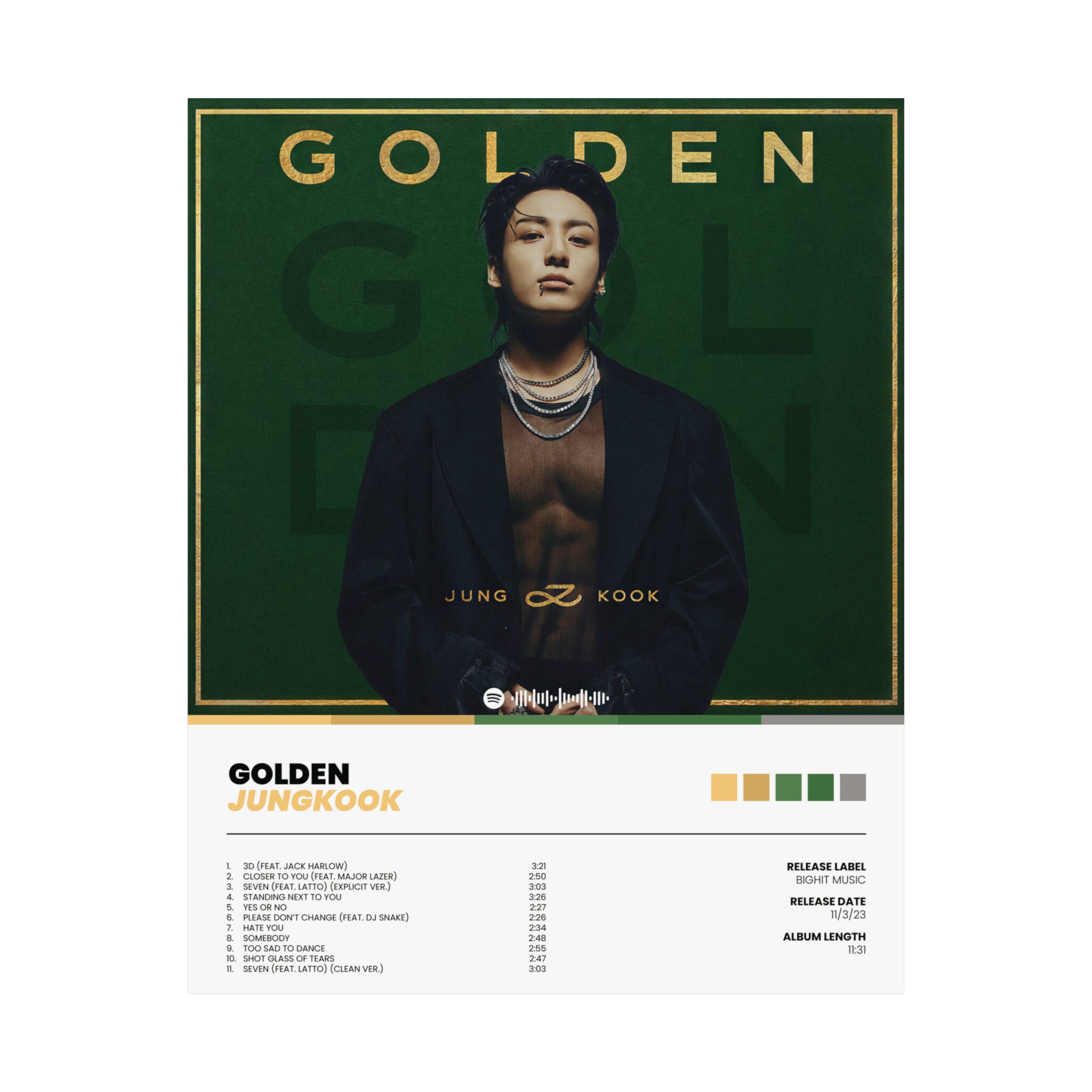 Jungkook Golden Poster Golden Album Cover Minimal Poster Digital Poster ...
