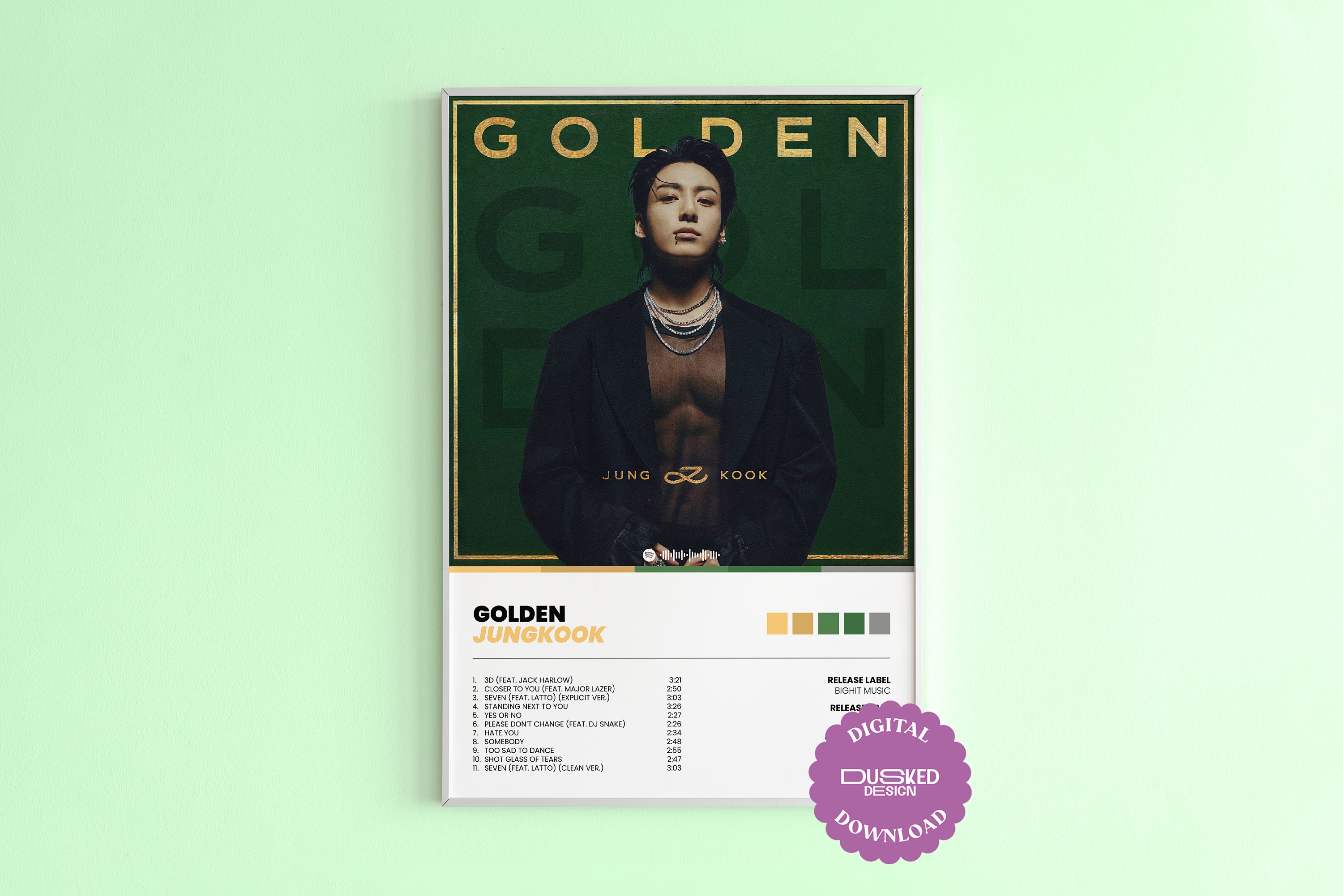 Jungkook Golden Poster Golden Album Cover Minimal Poster Digital Poster ...