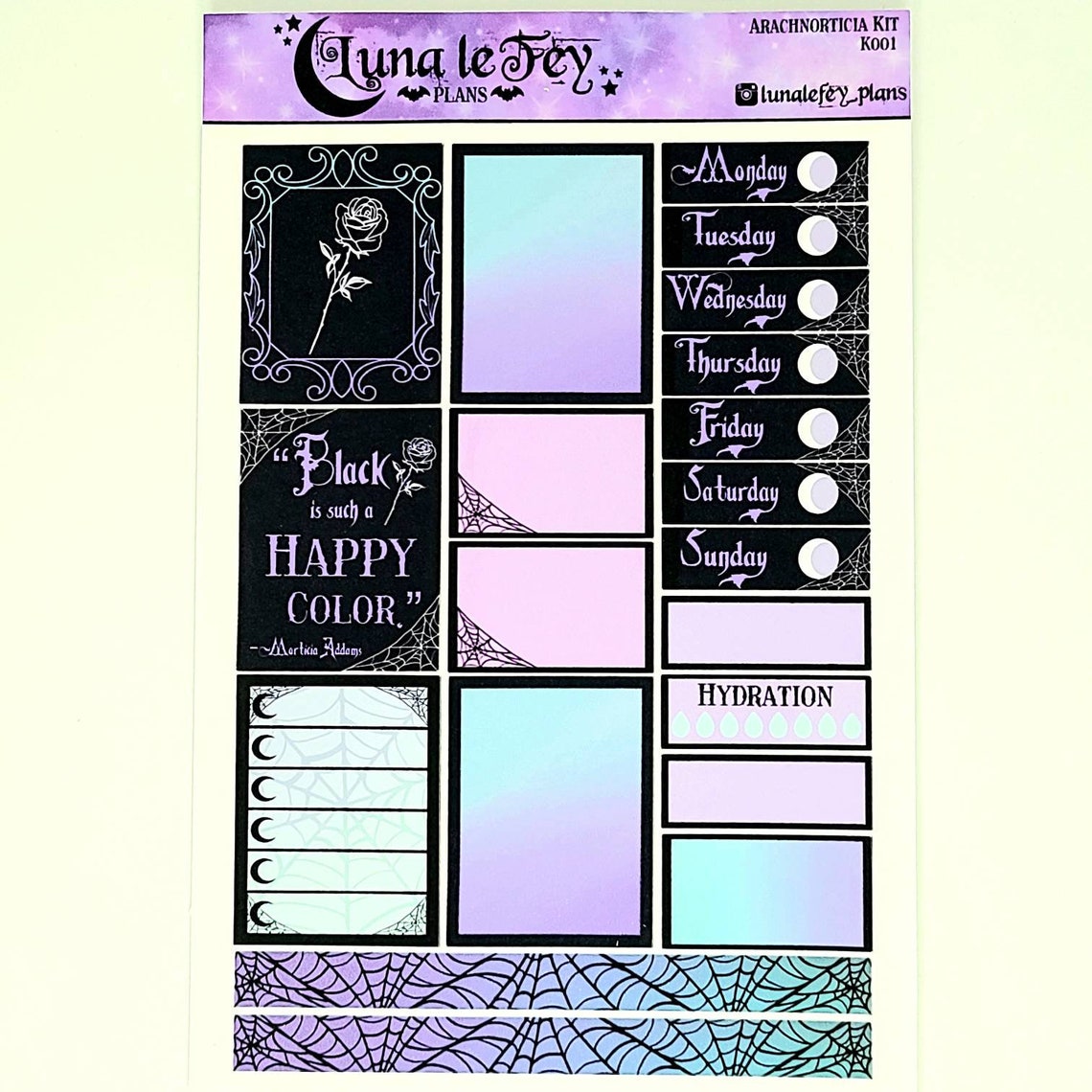 Arachnorticia Goth Planner PPweeks Sticker Kit | Etsy
