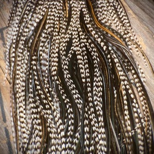 Black Grizzly Rooster Feathers - Feather Hair Extensions - 5 Real Feathers - Boho Festival Feather Hair Extensions - Country Hair Extensions