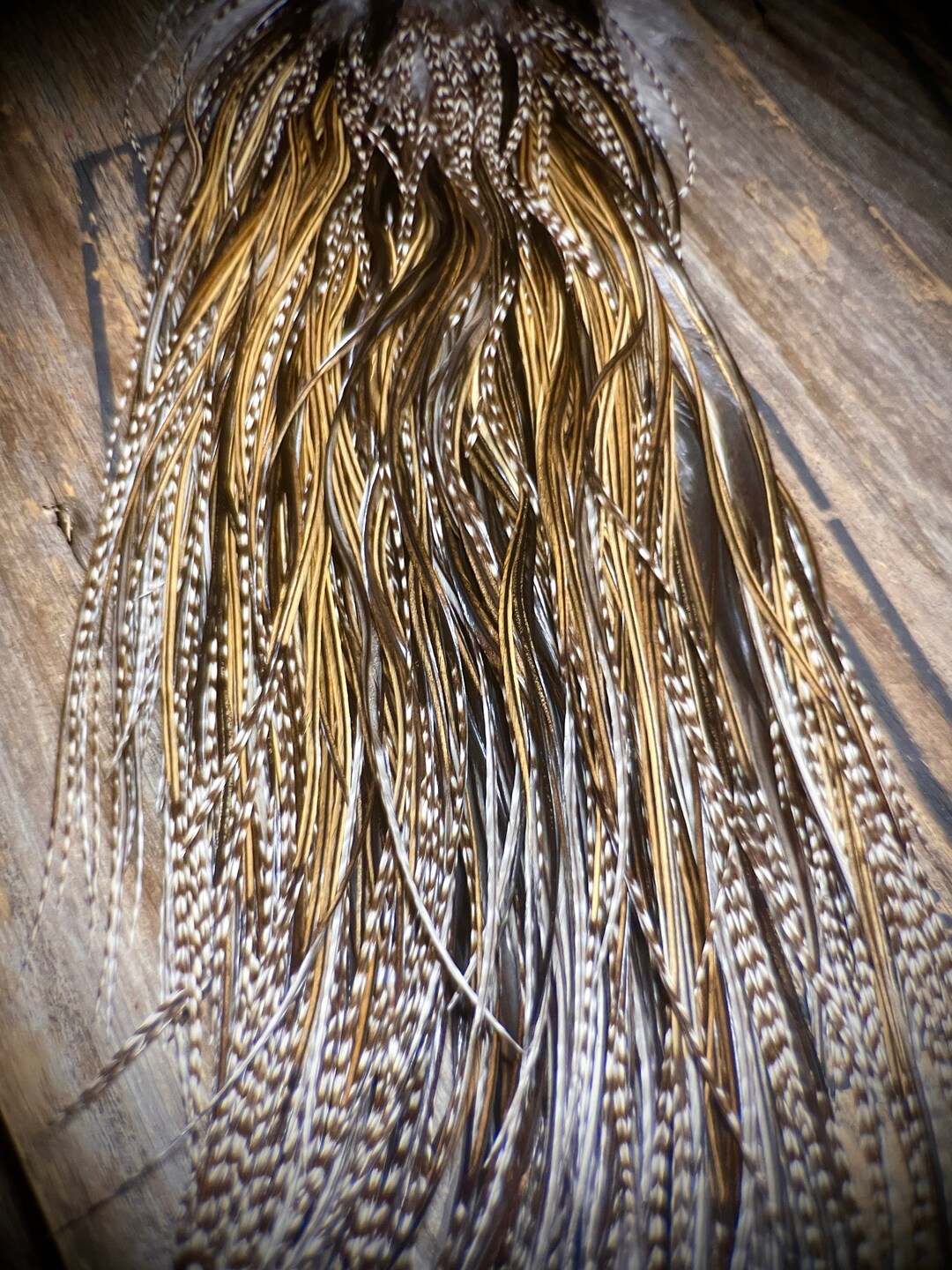 Grizzly Variant Rooster Feathers Feather Hair Extensions 5 Real