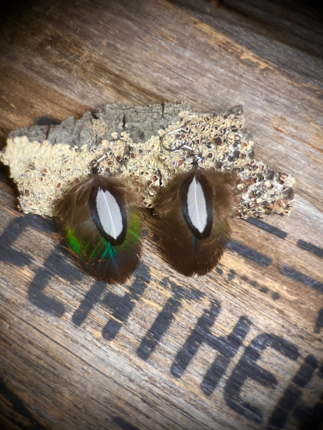 Ethical Peacock Feather Earrings Country Feather Earrings Boho Feather