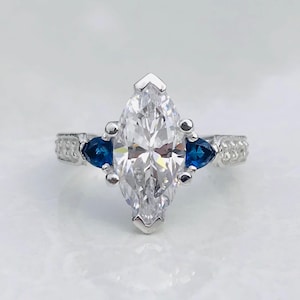 Art Deco Marquise Ring, Vintage Style Wedding Antique Art Deco Ring, Special Edition Engagement Ring, 2.5 CT Marquise CZ Diamond Silver Ring