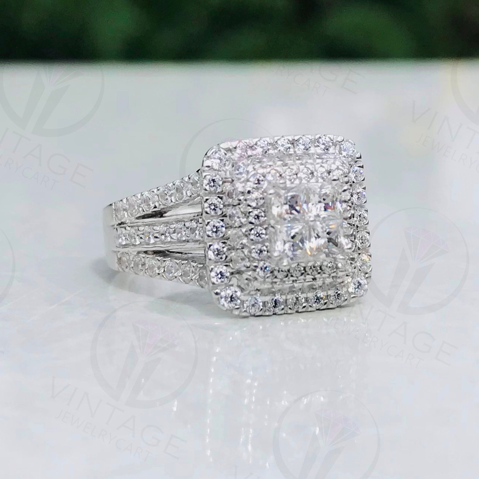 Modern Invisible Wedding Rings Engagement Rings With 2.6cttw - Etsy