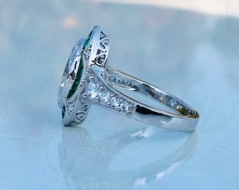 Art Deco Marquise Diamond Ring, Vintage Wedding Ring, Antique Art