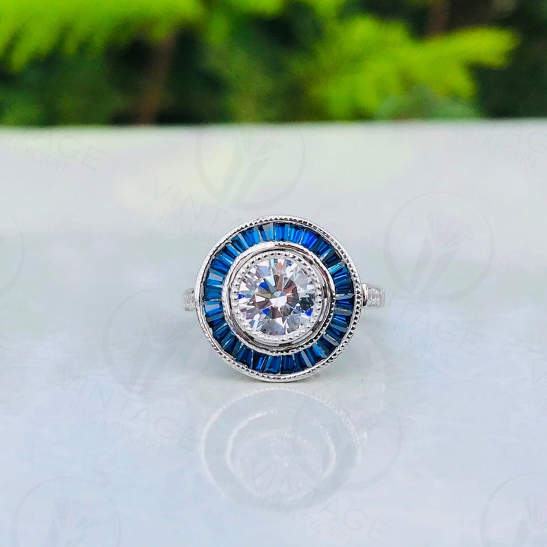 Antique 2.25ct White Round Diamond Art Deco Engagement Ring 925 Sterling Silver Antique 2.25ct White Round Diamond Art Deco Engagement Ring 925 Sterling Silver