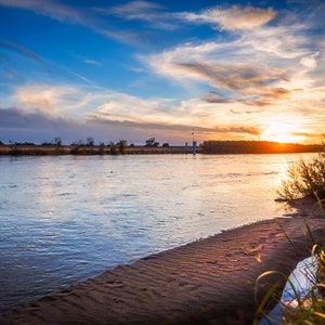 Rio Grande sunset with water photography print - New Mexico - wall art decor