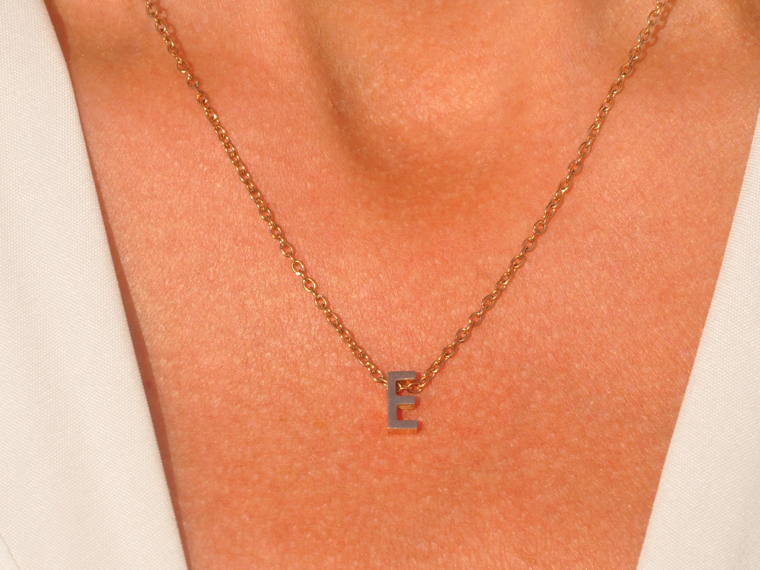 E Necklace Letter E Necklace Initial E Necklace Etsy UK