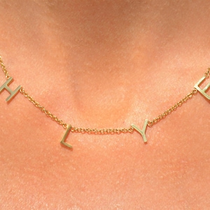 Four Initial Necklace - Personalized Stainless Steel Letter Necklace