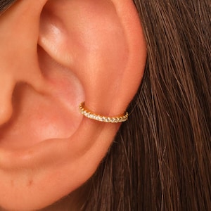 Thin Ear Cuff • No Piercing Needed • Dainty Pave Earcuff Earring • 18K Gold Vermeil or Sterling Silver