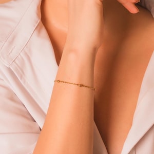 Satellite Bracelet Trendy Beaded Bracelet in Gold Silver Rose Gold PVD Stainless Steel Personalized Gift for Her Bridesmaid Proposal Gift