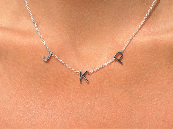 Sterling Silver Mia Letter Necklace - 3 Letters - J.H. Breakell and Co.