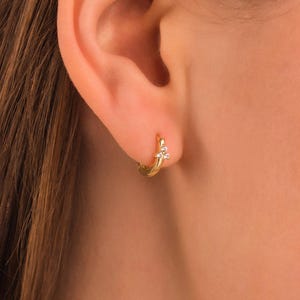 Clover Hoop Earrings • 3 Leaf Flower Huggie Hoops in Sterling Silver or 18K Gold by Kateryna's Jewelry • Minimalist Perfect Gift For Her
