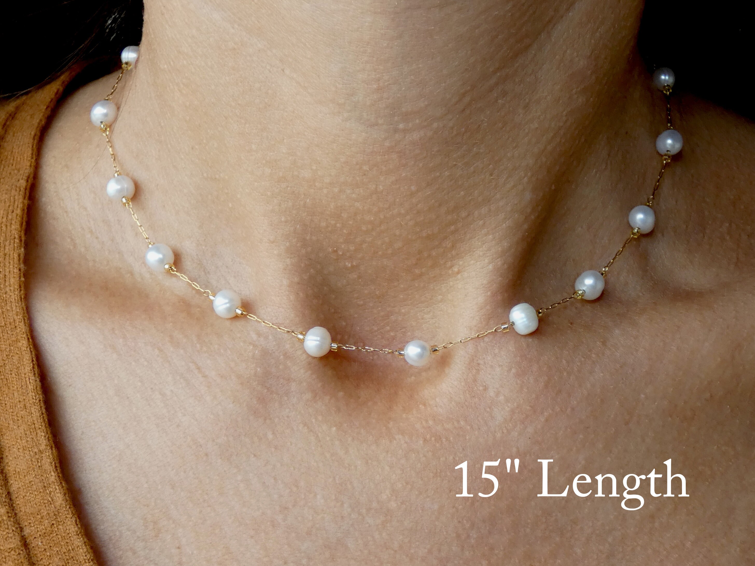 Buy Freshwater Champagne Cream Pearls Sterling Silver Choker 15 Inch Online  in India - Etsy