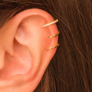 Long Pave Ear Cuff • No Piercing Needed • Statement Multiband Ear Cuff • 18K Gold Vermeil or Sterling Silver