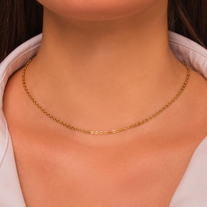 Cable Chain Necklace • Layering Stainless Steel Dainty Chain in Gold Silver Rose Gold • Waterproof and Tarnish Resistant Necklace