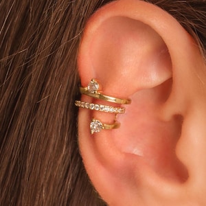 CZ Pave Conch Ear Cuff • 18K Gold Vermeil, Multiband Statement Earcuff, No Piercing
