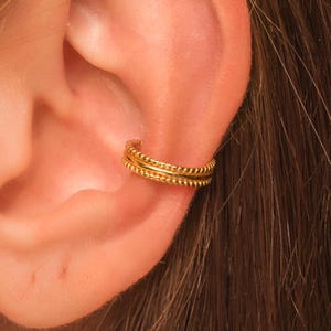 Dainty Twisted Conch Ear Cuff Earring • No Piercing Needed • 18K Gold Plated Sterling Silver