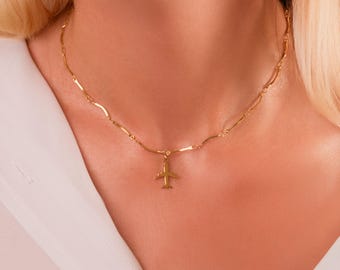 Personalized Airplane Necklace: Stainless Steel Travel Gift