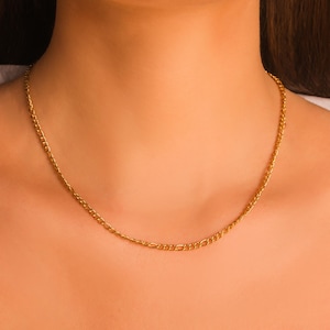 Figaro Chain Necklace in Gold or Silver PVD Plated Stainless Steel • Figaro Link Chain for Men or Women • Waterproof and Tarnish Resistant