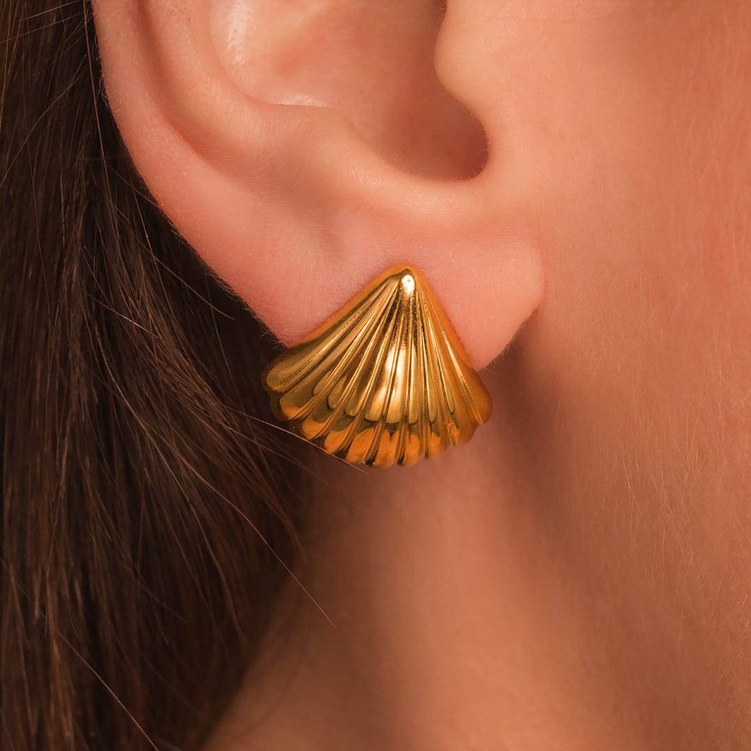Demi-fine Shell Charm Earring