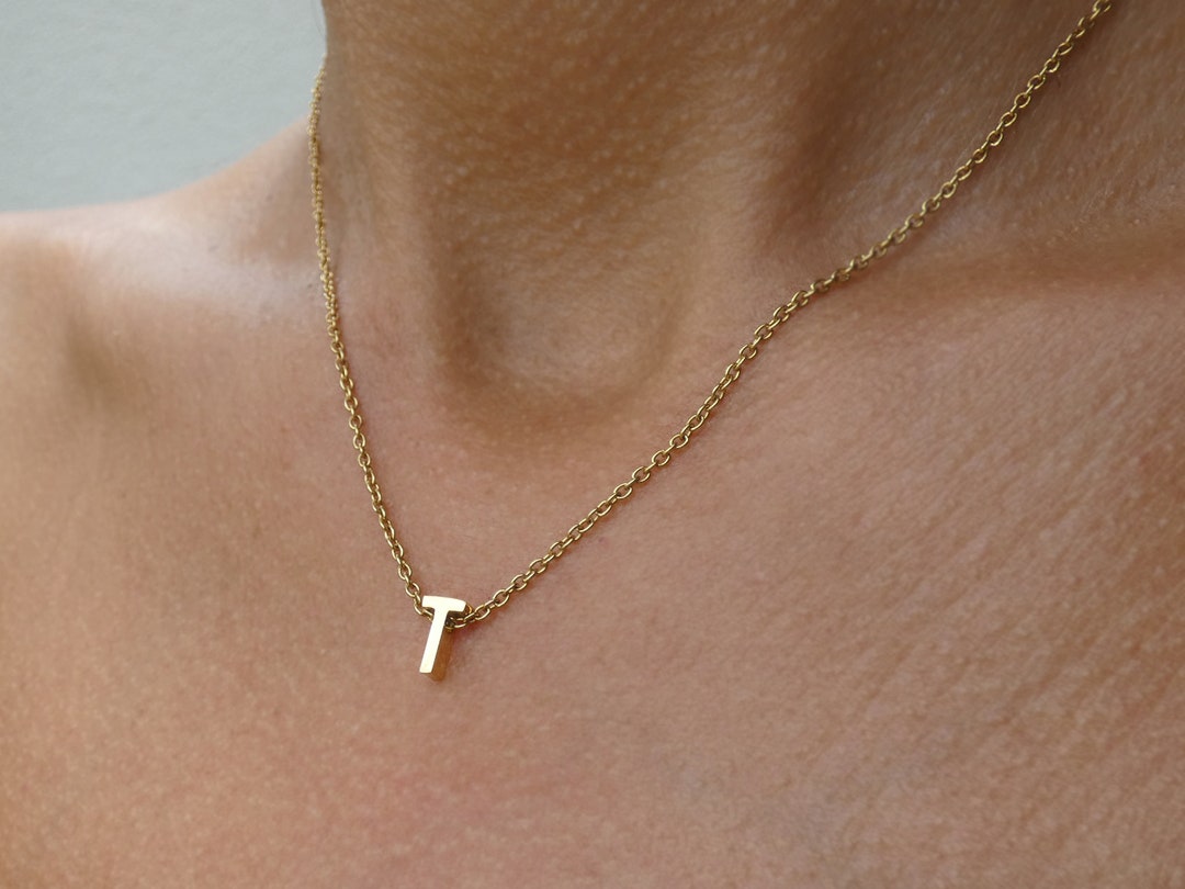 T Necklace, Initial T Necklace, Letter T Necklace, Personalized Custom Necklace With T Letter in