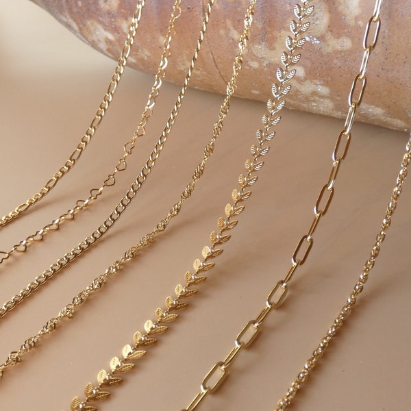NON-TARNISH Chain Necklace, 18K Gold Stainless Steel Necklace, WATERPROOF, Cable Chain, Paperclip Chain, Curb Link Chain, Everyday Necklace