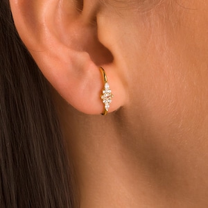 Dainty Earlobe Cuff Earrings • Wrap Earrings with CZ Floral Diamonds in 18K Gold Vermeil • Everyday Minimalist Arc Earrings
