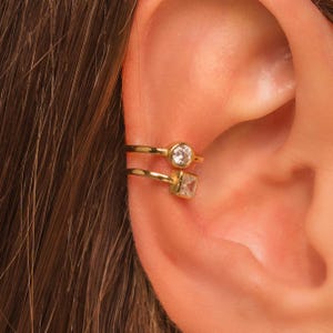 Dainty Double Conch Ear Cuff Earring • No Piercing Needed • 18K Gold Plated Sterling Silver