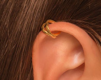 Helix Cuff • No Piercing Needed • 18K Gold Plated Sterling Silver