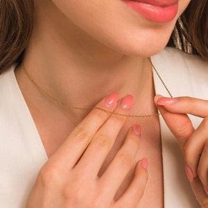 Dainty Cable Chain Necklace: 18K PVD Stainless Steel, Waterproof