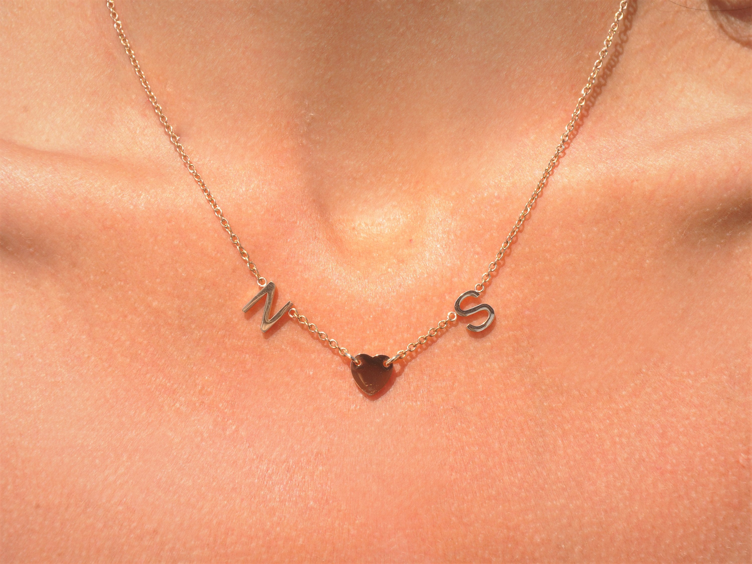 Three Initial Necklace Initials Necklace Personalized Etsy