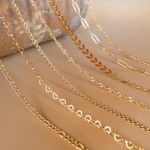 NON-TARNISH Chain Necklace, 18K Gold Stainless Steel Necklace, WATERPROOF, Cable Chain, Paperclip Chain, Curb Link Chain, Everyday Necklace