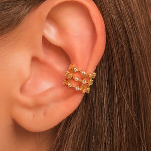 Crystal Triple Conch Ear Cuff Earring • No Piercing Needed • 18K Gold Plated Sterling Silver