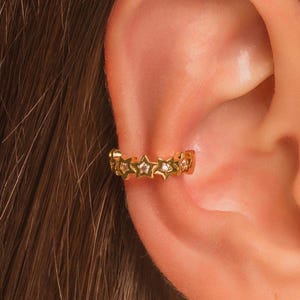Starburst Conch Ear Cuff Earring • No Piercing Needed • 18K Gold Plated Sterling Silver