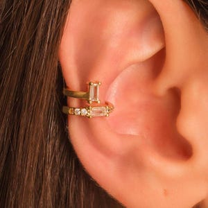 CZ Ear Cuff: 18K Gold Vermeil or Sterling Silver, No Piercing