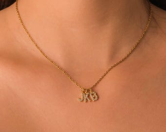 Rhinestone Letter Necklace • Personalized Gift for Her