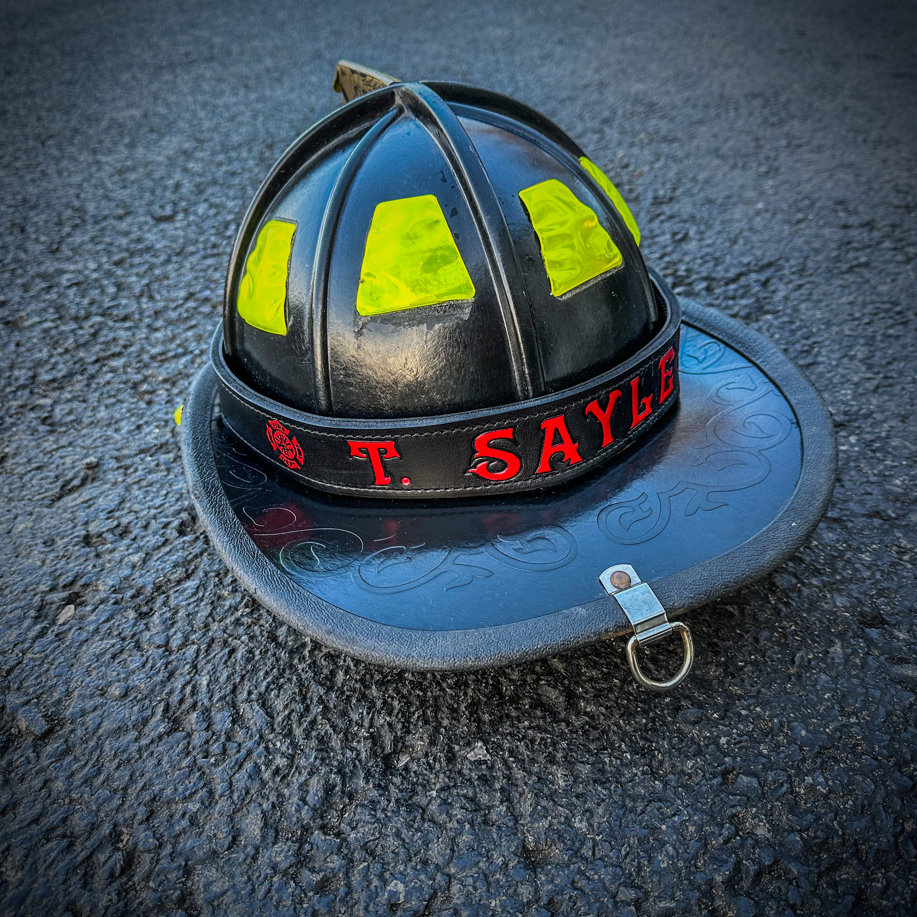 Leather fire hotsell helmet band