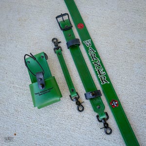 Firefighter / EMS Radio Strap- Green Leather