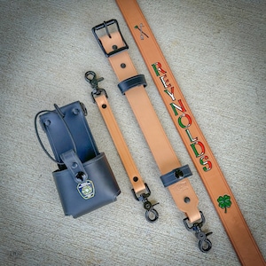 Firefighter / EMS Radio Strap- Natural Leather